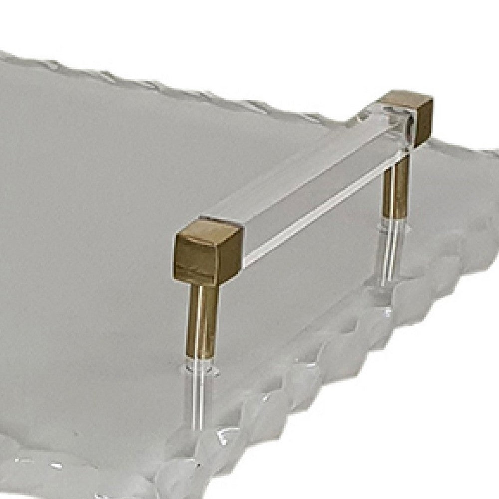 Decorative Serving Tray | Gold Handles | 14" Frosted White Acrylic