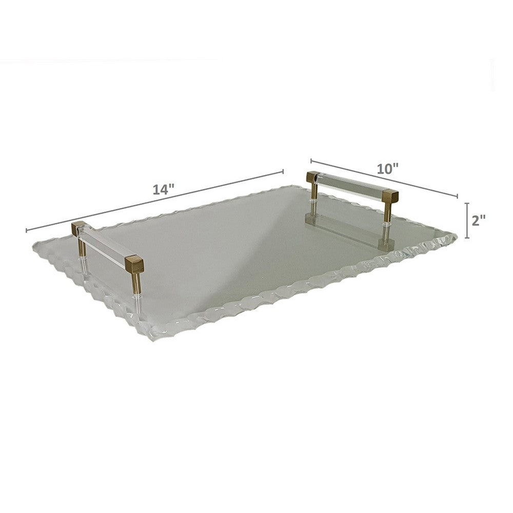 Decorative Serving Tray | Gold Handles | 14" Frosted White Acrylic