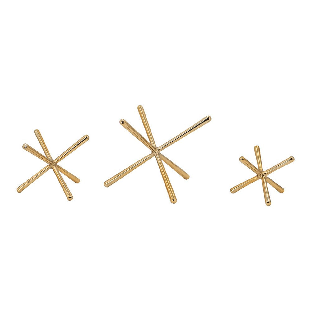 Tabletop Decor Set of 3 | Playing Jack Abstract Sculpture | Modern Gold