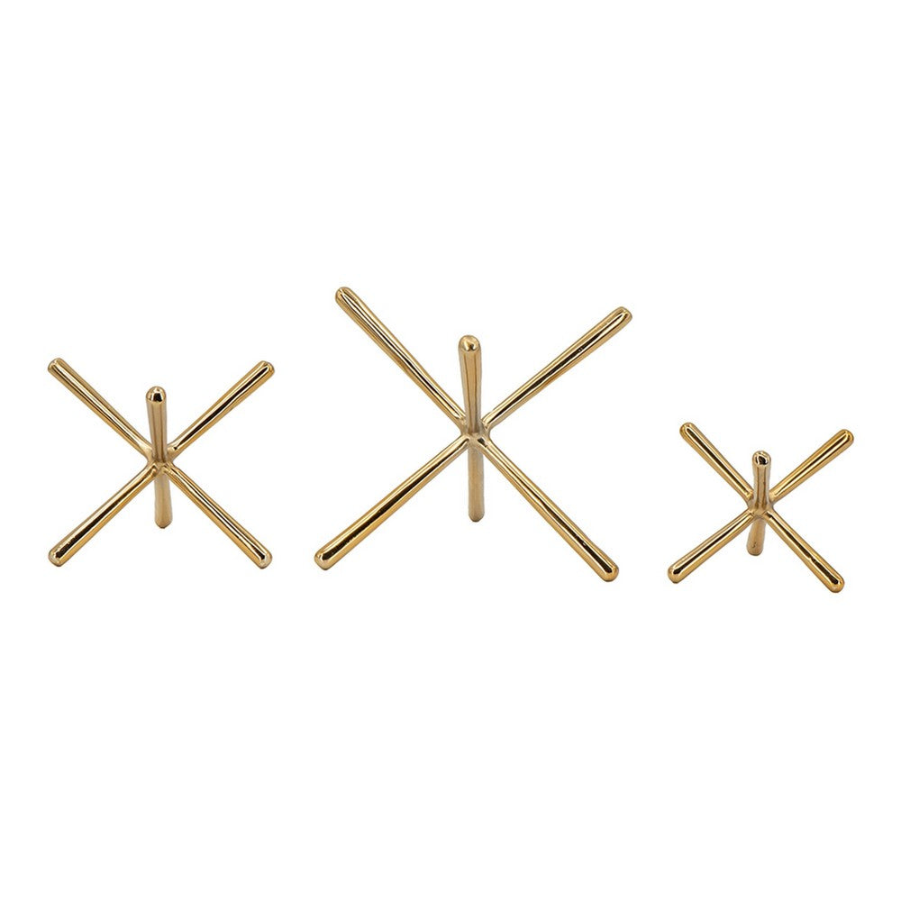 Tabletop Decor Set of 3 | Playing Jack Abstract Sculpture | Modern Gold