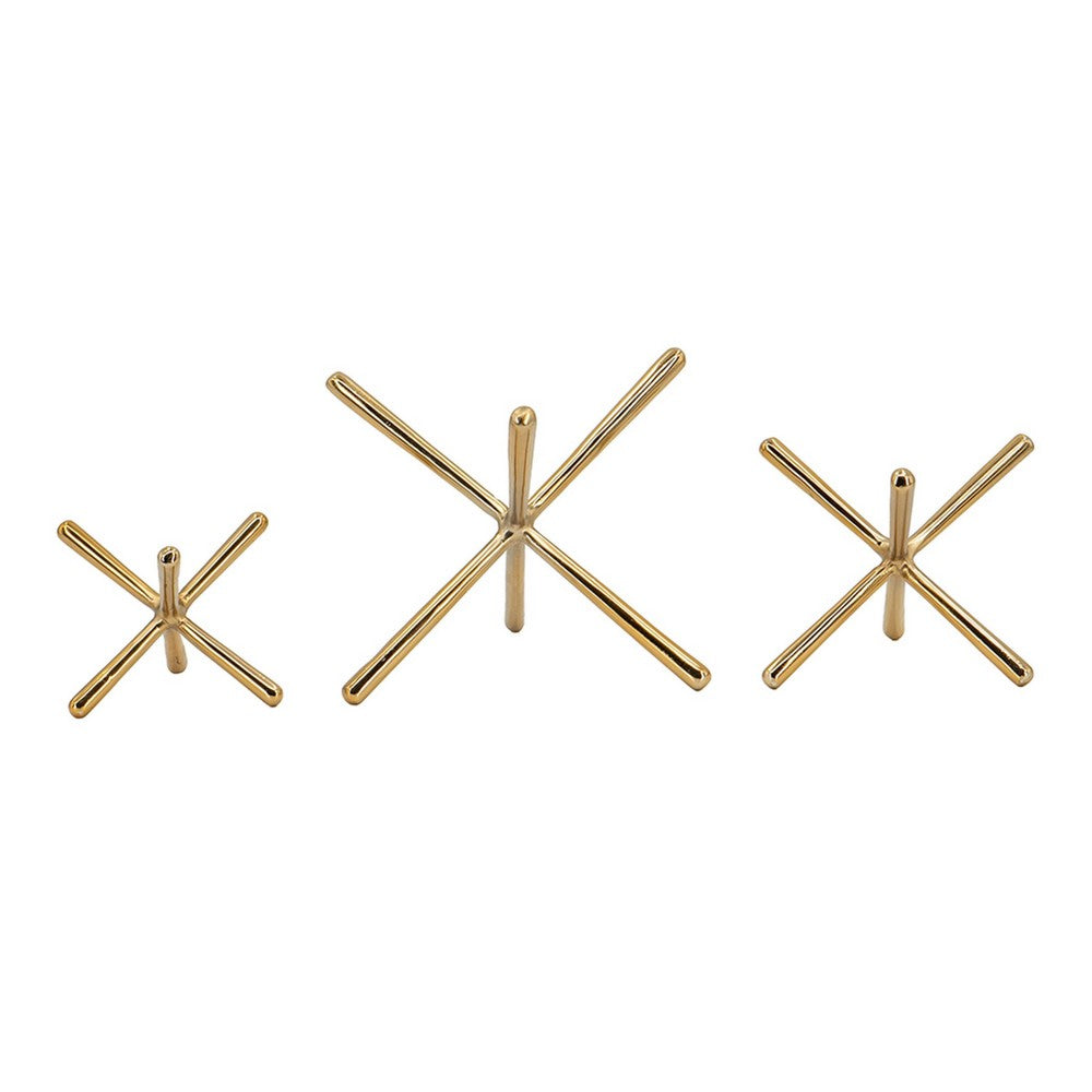 Tabletop Decor Set of 3 | Playing Jack Abstract Sculpture | Modern Gold