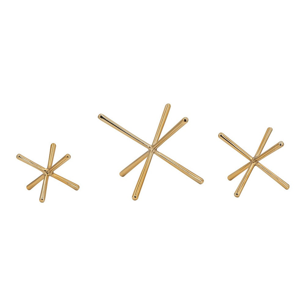 Tabletop Decor Set of 3 | Playing Jack Abstract Sculpture | Modern Gold