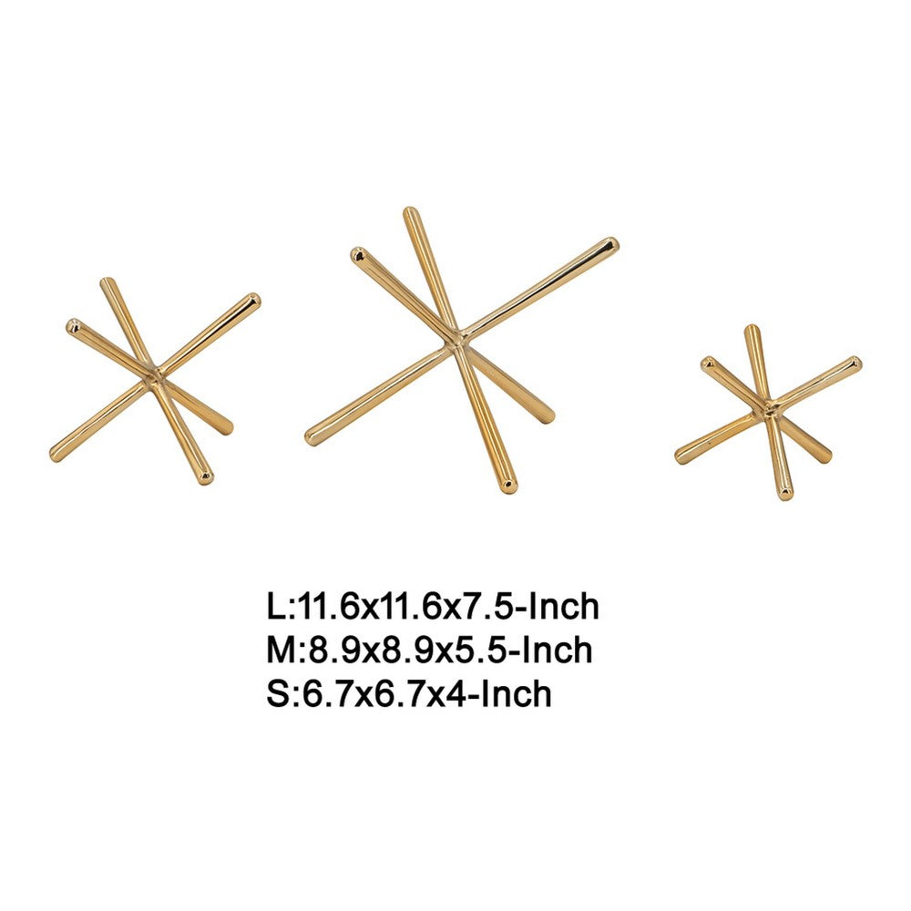 Tabletop Decor Set of 3 | Playing Jack Abstract Sculpture | Modern Gold