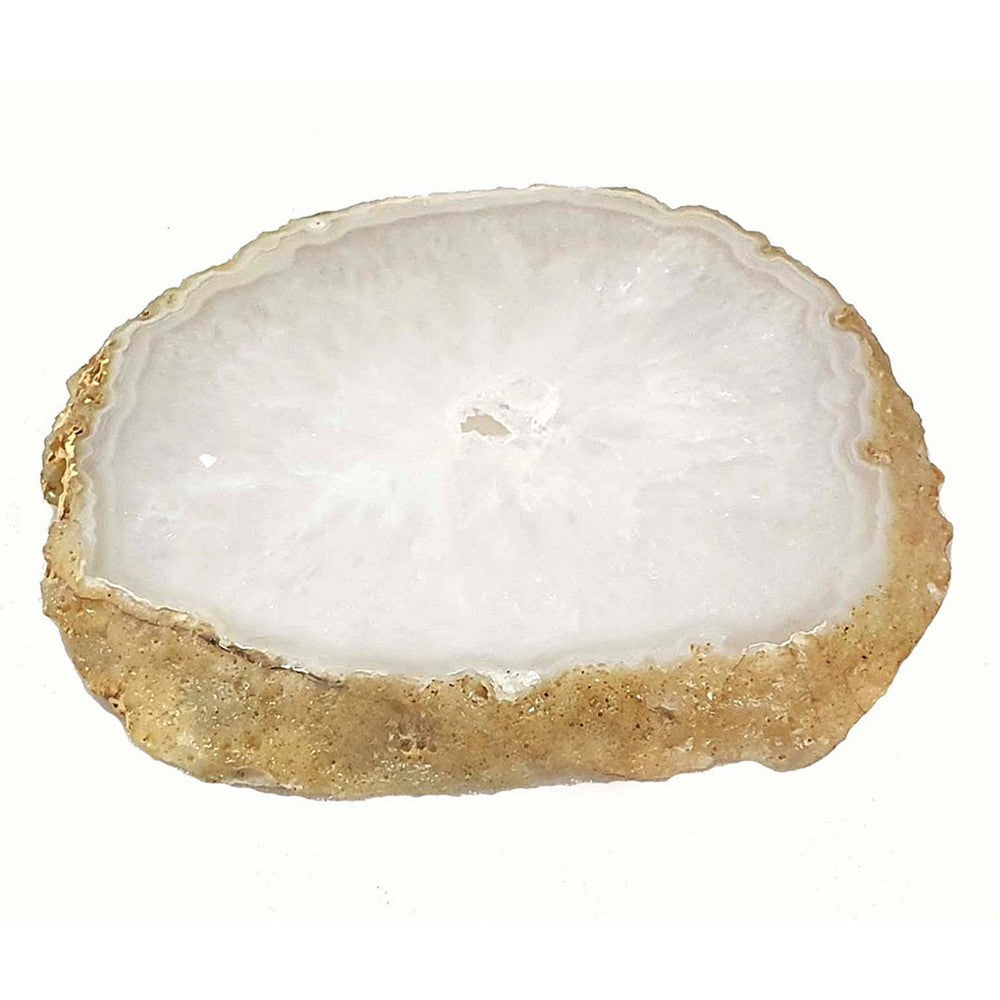 Decorative Plate | Natural Irregular Gold Edges | White Agate 10"