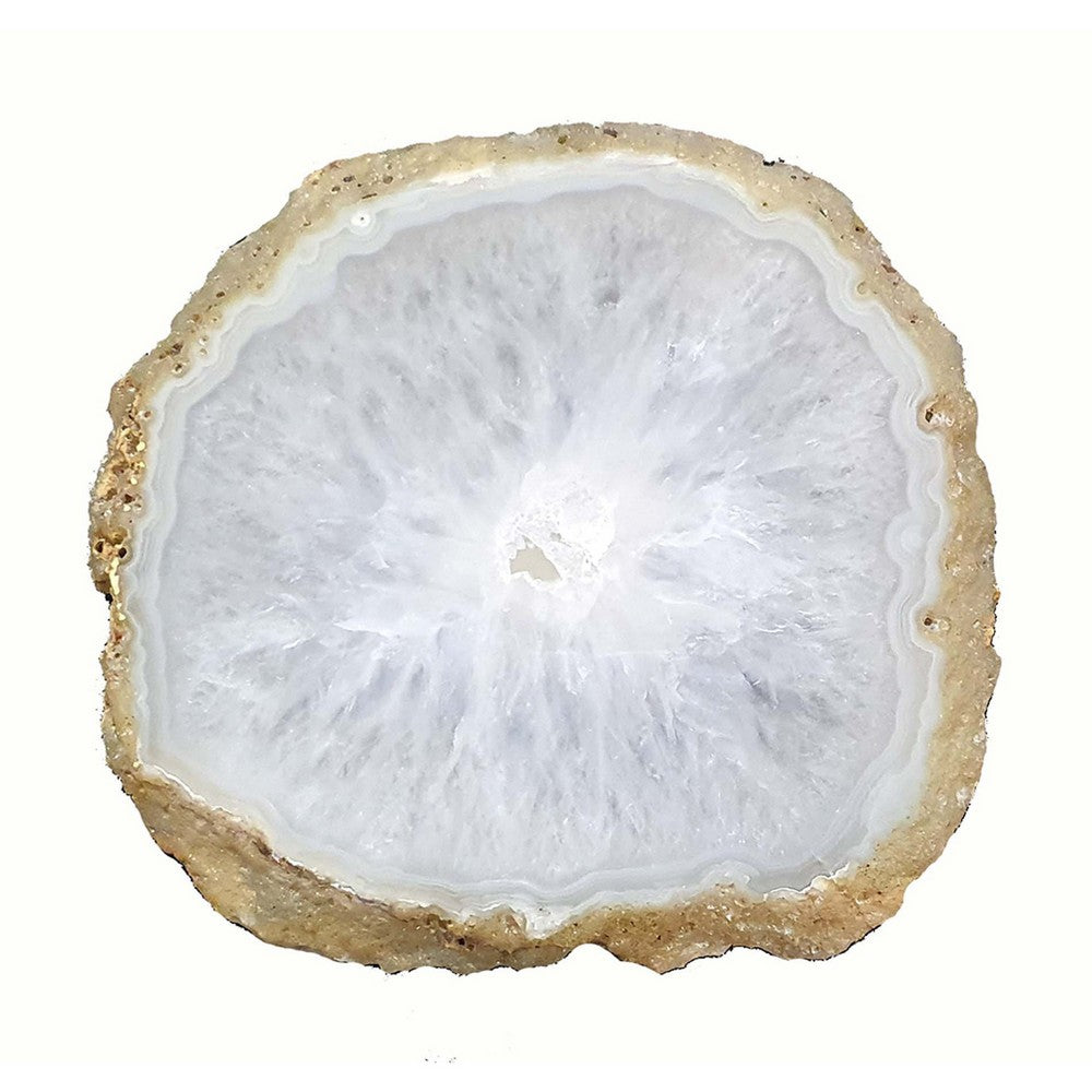 Decorative Plate | Natural Irregular Gold Edges | White Agate 10"