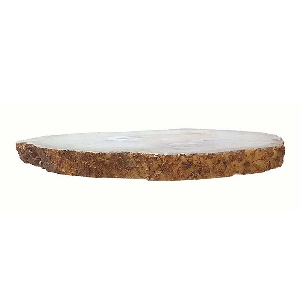 Decorative Plate | Natural Irregular Gold Edges | White Agate 10"