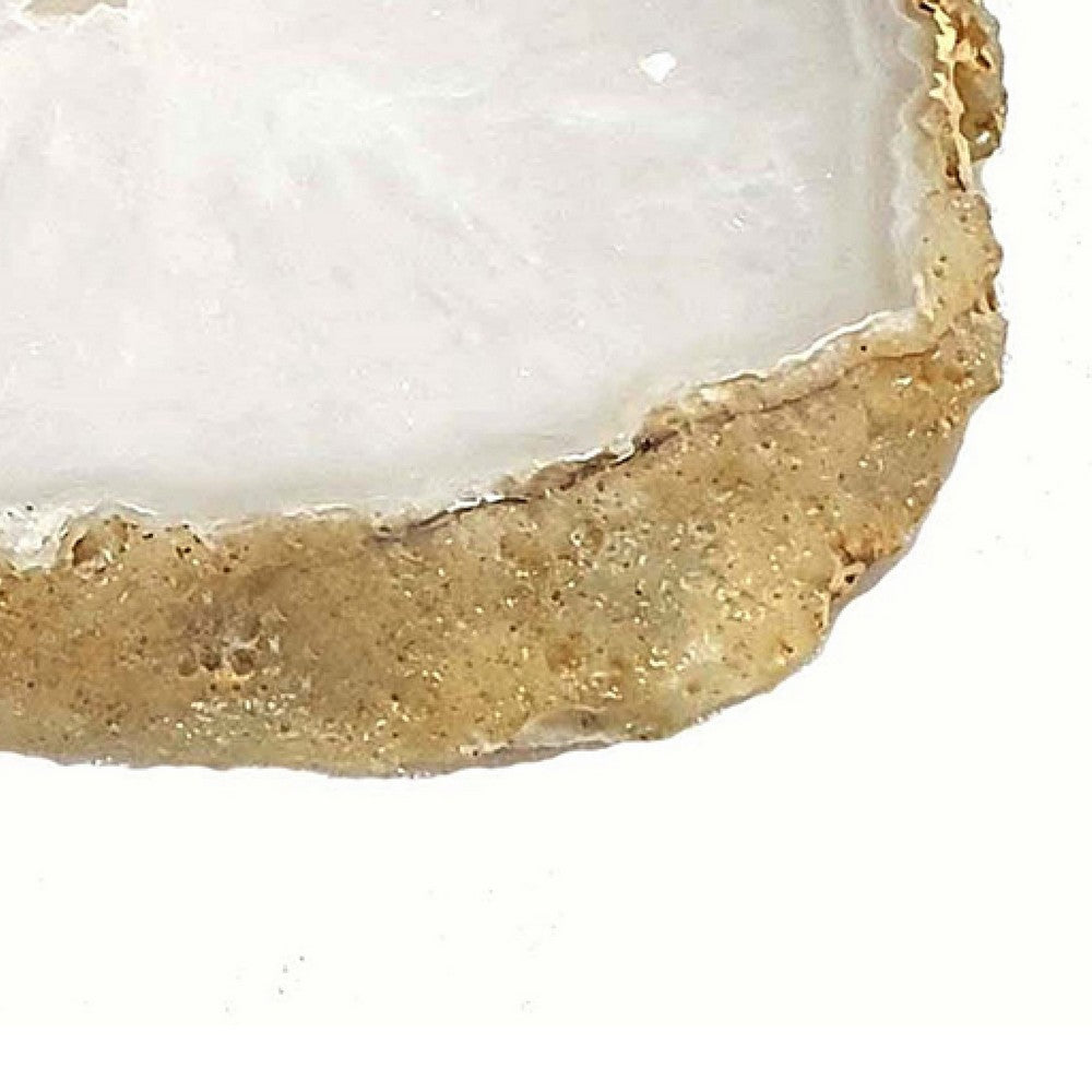 Decorative Plate | Natural Irregular Gold Edges | White Agate 10"