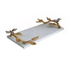 Decorative Tray | Marble Base | Gold Branch Handles w Dragonfly | 15"
