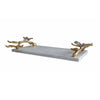 Decorative Tray | Marble Base | Gold Branch Handles w Dragonfly | 15"