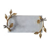 Decorative Tray | Marble Base | Gold Branch Handles w Dragonfly | 15"