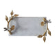 Decorative Tray | Marble Base | Gold Branch Handles w Dragonfly | 15"