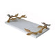 Decorative Tray | Marble Base | Gold Branch Handles w Dragonfly | 15"