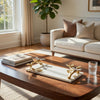 Decorative Tray | Marble Base | Gold Branch Handles w Dragonfly | 15"