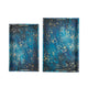 Rectangular Tray Set of 2 | Marble Design | Gold Handle | Teal Blue 16 18"