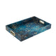 Rectangular Tray Set of 2 | Marble Design | Gold Handle | Teal Blue 16 18"