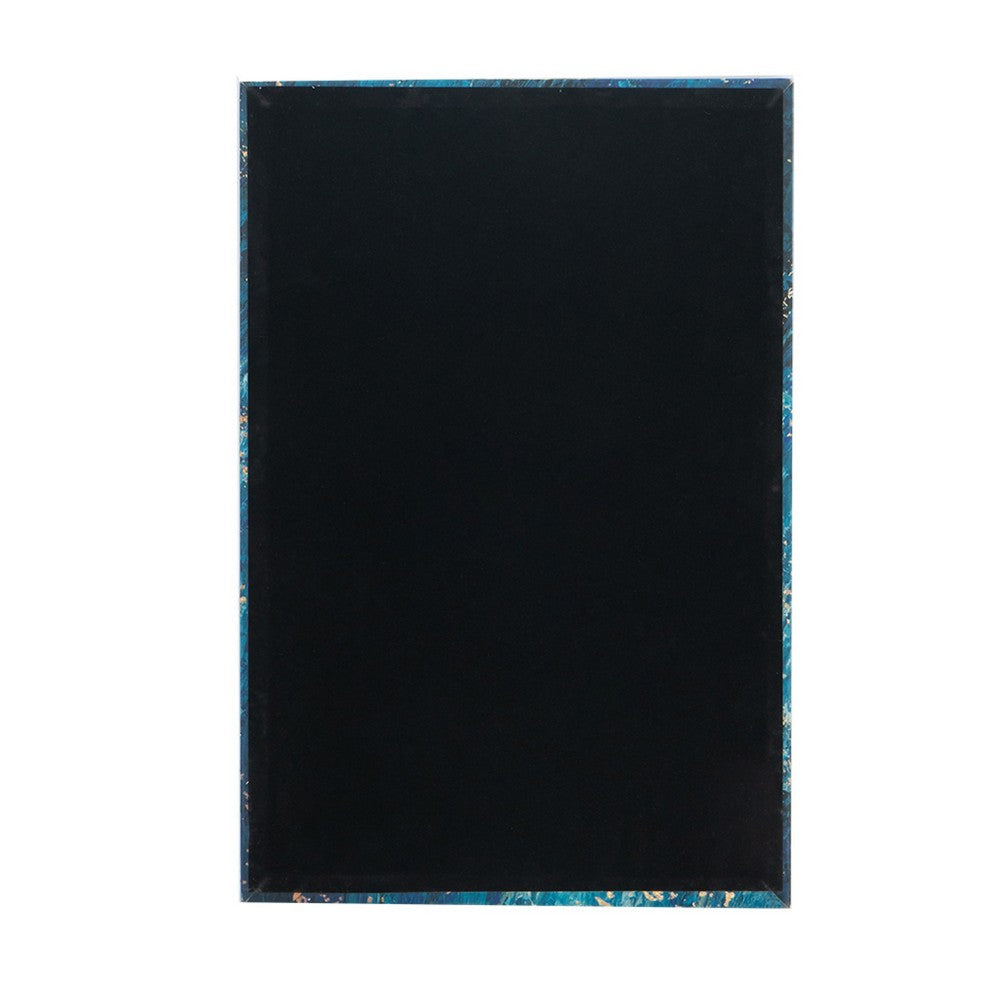 Rectangular Tray Set of 2 | Marble Design | Gold Handle | Teal Blue 16 18"