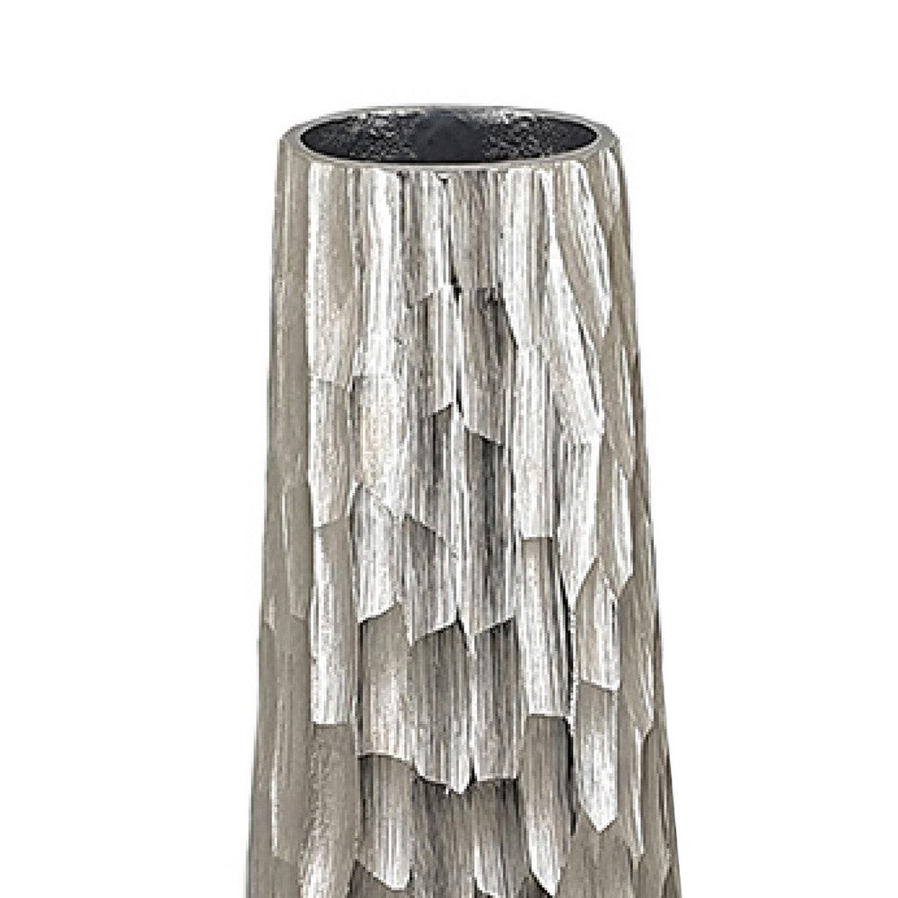 Decorative Vase Set of 2 | Handcrafted Design | Textured Silver 23 20"