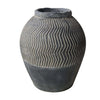 Decorative Pot | Chevron Pattern | Traditional Shape | Gray Cement 17"