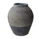 Decorative Pot | Chevron Pattern | Traditional Shape | Gray Cement 17"