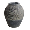 Decorative Pot | Chevron Pattern | Traditional Shape | Gray Cement 17"