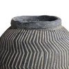 Decorative Pot | Chevron Pattern | Traditional Shape | Gray Cement 17"