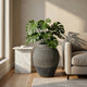 Decorative Pot | Chevron Pattern | Traditional Shape | Gray Cement 17"