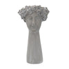 Decorative Vase | Women Head w Flower Wreath | Gray Cement | 23"