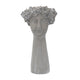 Decorative Vase | Women Head w Flower Wreath | Gray Cement | 23"