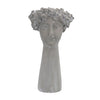 Decorative Vase | Women Head w Flower Wreath | Gray Cement | 23"