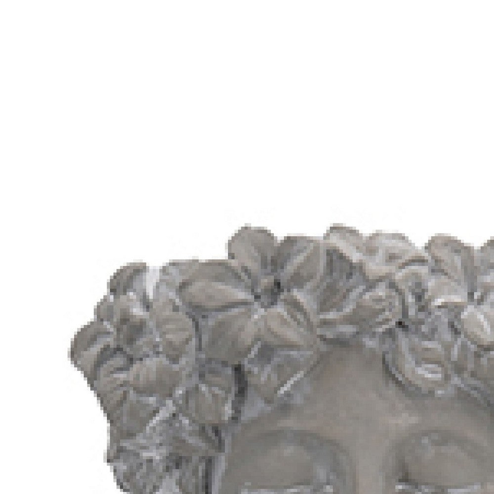Decorative Vase | Women Head w Flower Wreath | Gray Cement | 23"