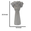 Decorative Vase | Women Head w Flower Wreath | Gray Cement | 23"
