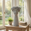 Decorative Vase | Women Head w Flower Wreath | Gray Cement | 23"