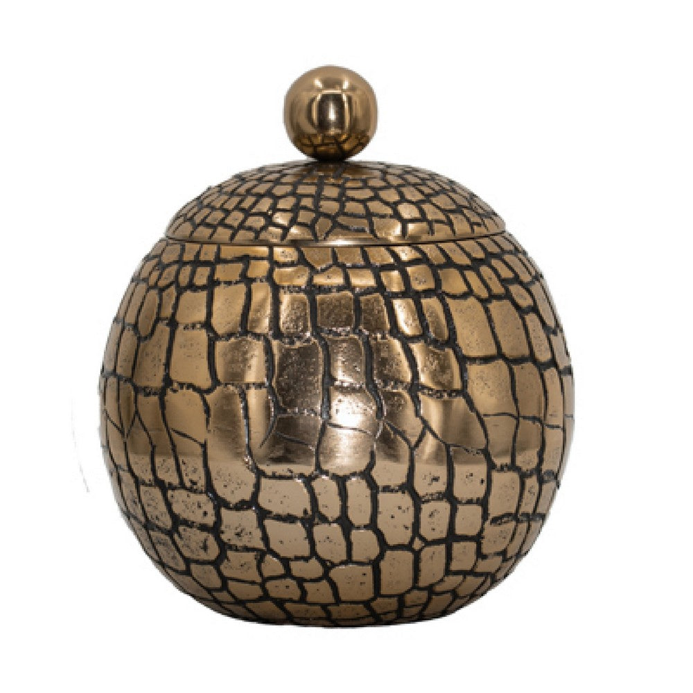 Dany Lidded Pot | Crocodile Texture | Watertight Base | Gold Aluminum 9"