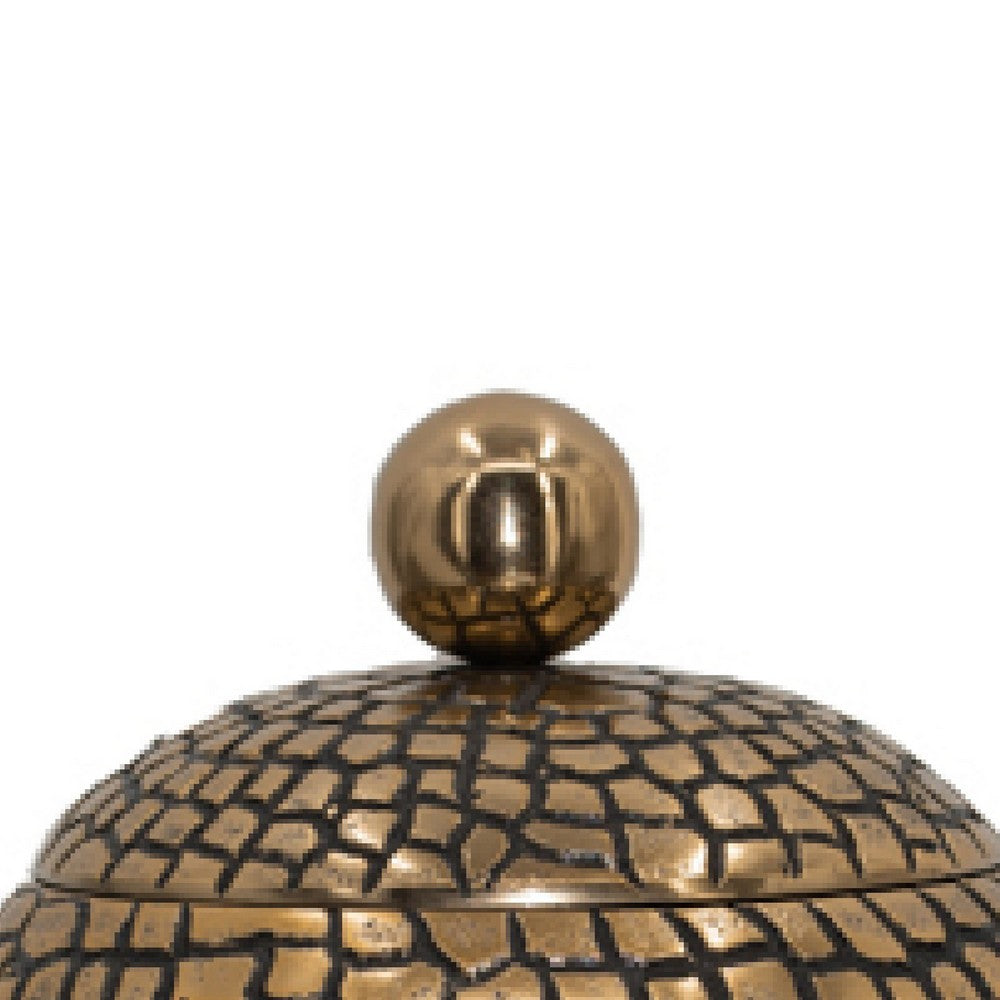 Dany Lidded Pot | Crocodile Texture | Watertight Base | Gold Aluminum 9"