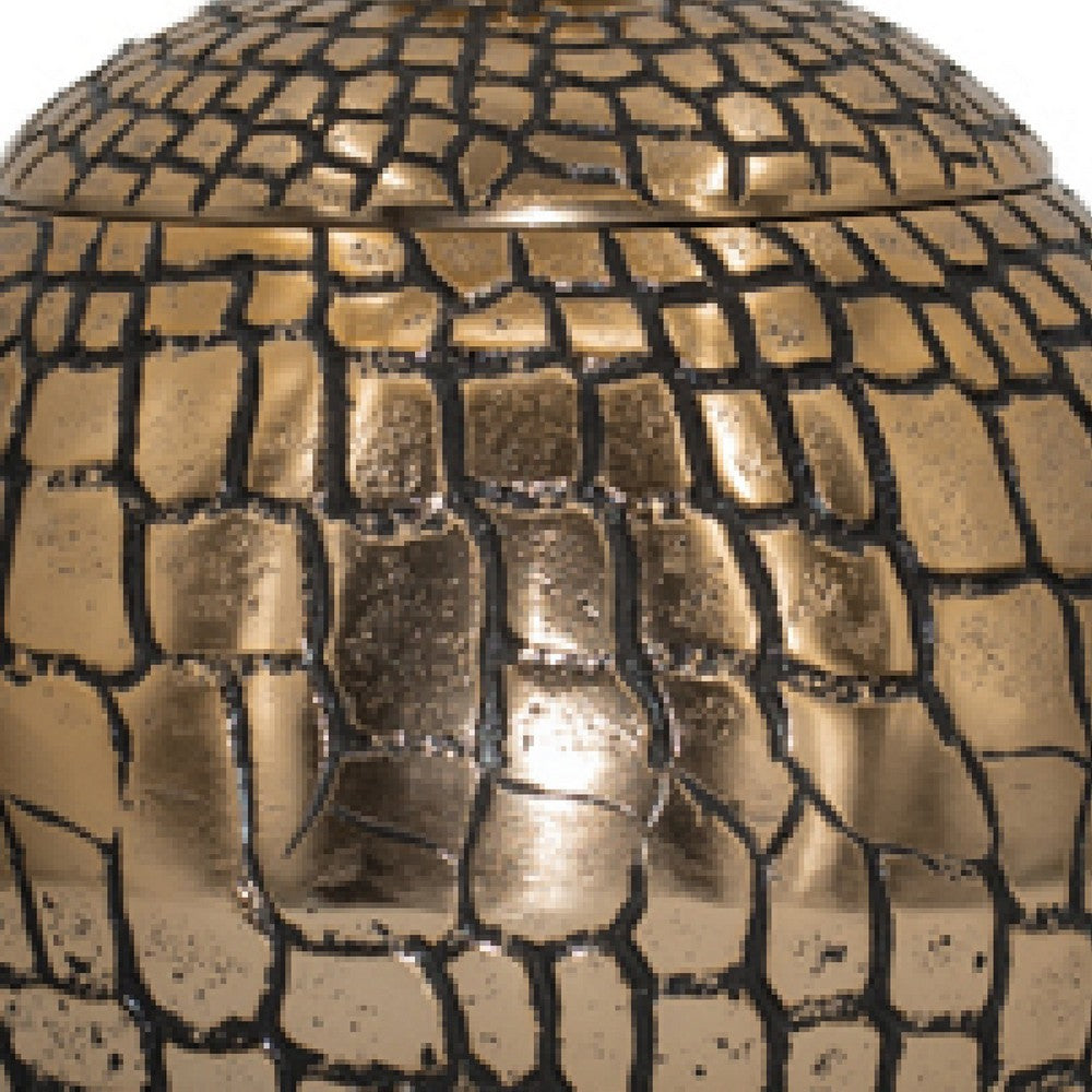 Dany Lidded Pot | Crocodile Texture | Watertight Base | Gold Aluminum 9"