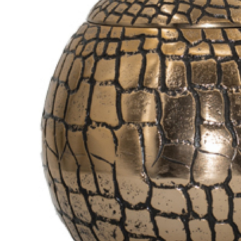 Dany Lidded Pot | Crocodile Texture | Watertight Base | Gold Aluminum 9"