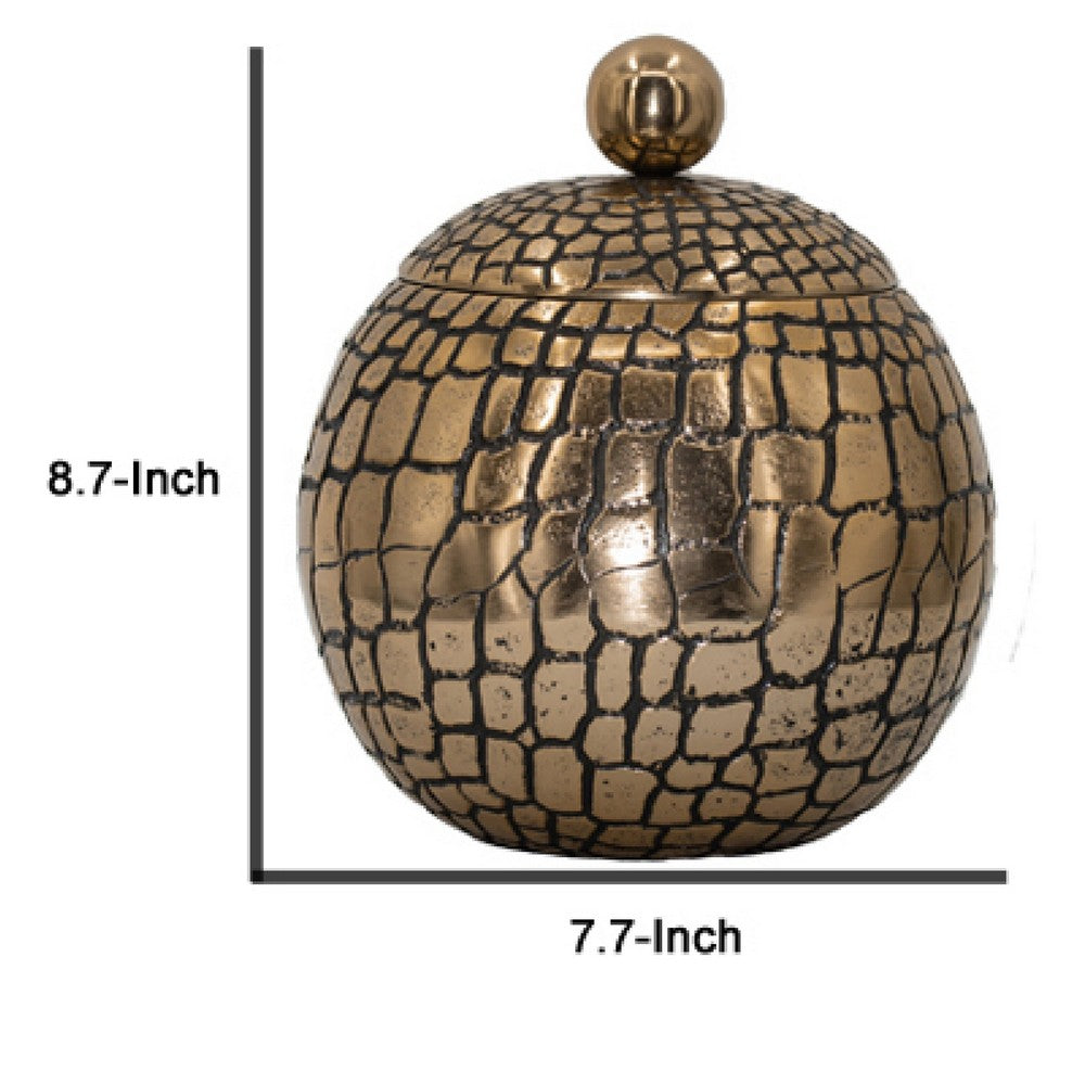 Dany Lidded Pot | Crocodile Texture | Watertight Base | Gold Aluminum 9"