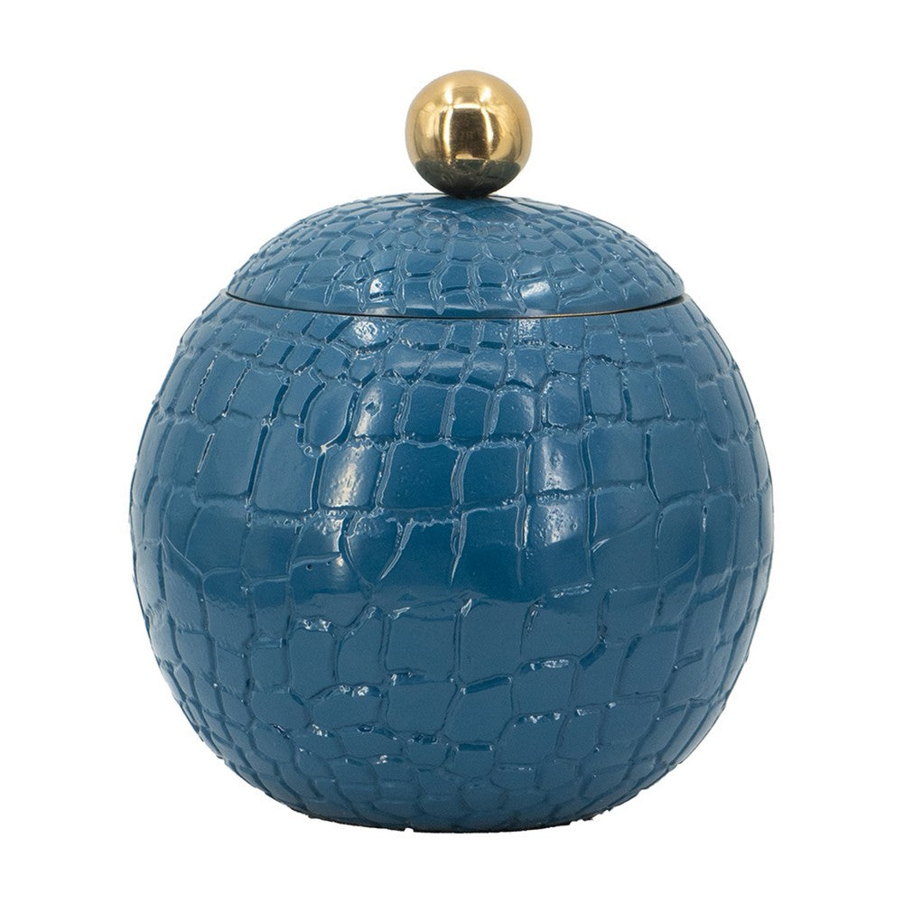 Dany Lidded Pot | Crocodile Texture | Watertight Base | Blue Aluminum 9"