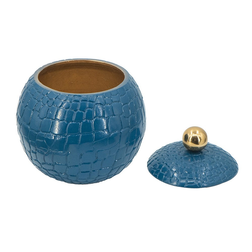 Dany Lidded Pot | Crocodile Texture | Watertight Base | Blue Aluminum 9"