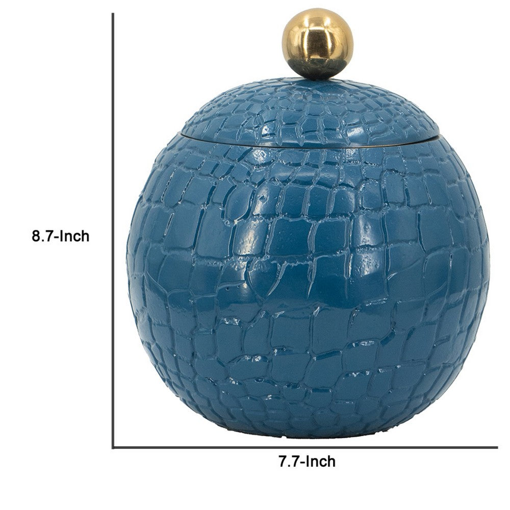 Dany Lidded Pot | Crocodile Texture | Watertight Base | Blue Aluminum 9"