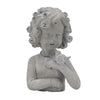 Decorative Vase | Bird on Girl's Hand Sculpture | Gray Polyresin | 12"