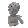 Decorative Vase | Bird on Girl's Hand Sculpture | Gray Polyresin | 12"