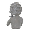 Decorative Vase | Bird on Girl's Hand Sculpture | Gray Polyresin | 12"