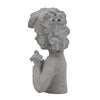 Decorative Vase | Bird on Girl's Hand Sculpture | Gray Polyresin | 12"