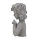 Decorative Vase | Bird on Girl's Hand Sculpture | Gray Polyresin | 12"