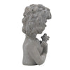 Decorative Vase | Bird on Girl's Hand Sculpture | Gray Polyresin | 12"