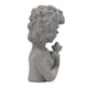 Decorative Vase | Bird on Girl's Hand Sculpture | Gray Polyresin | 12"