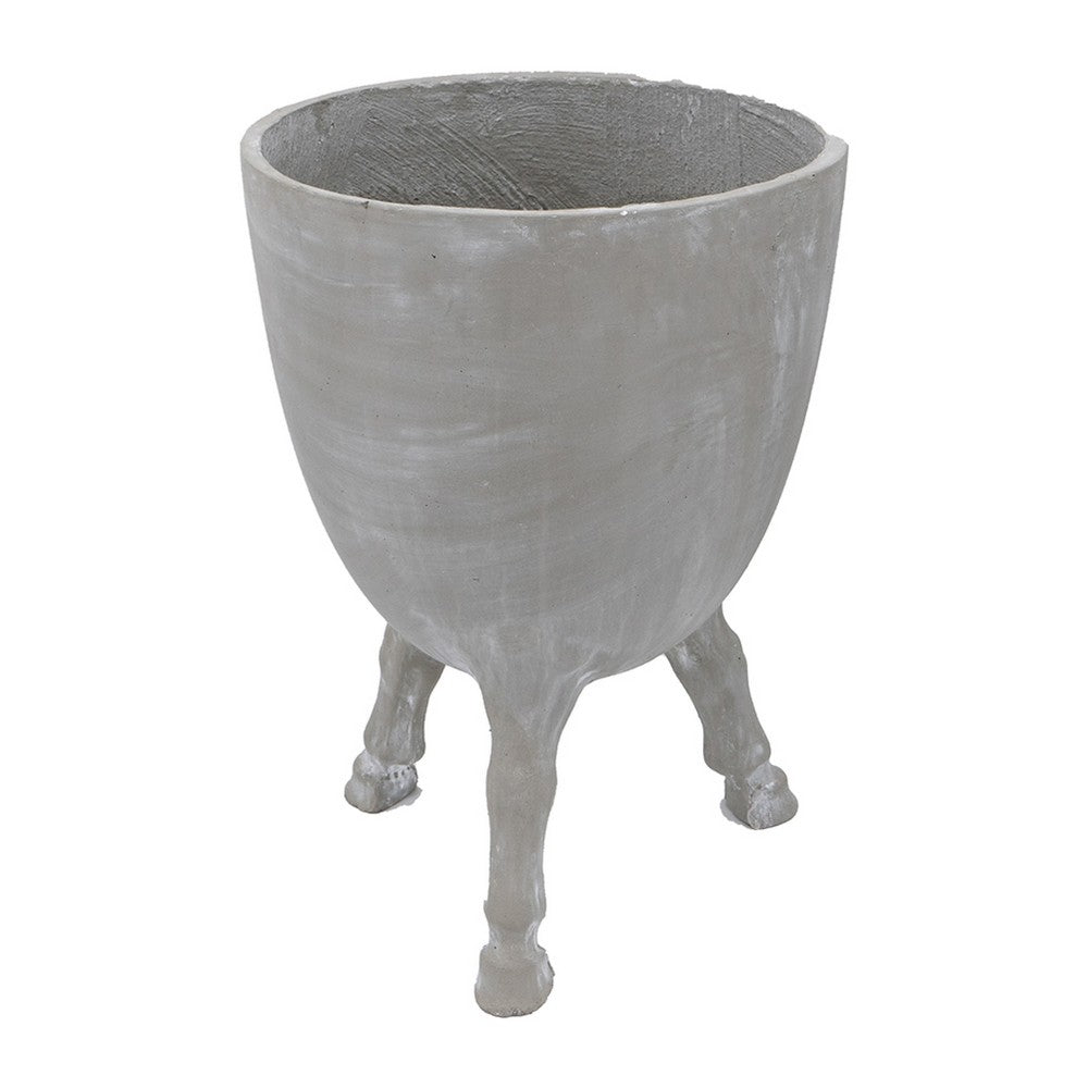 Decorative Planter w Tripod Legs | 22" Gray Cement | Modern Style