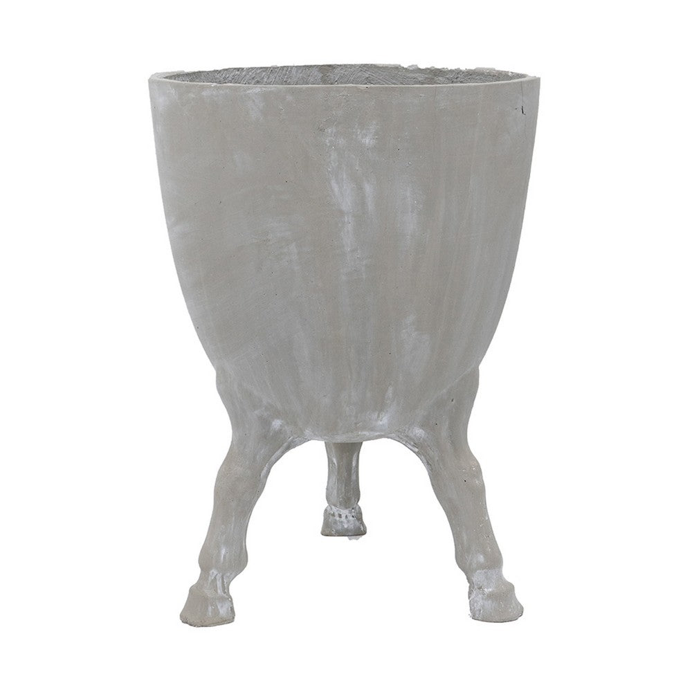 Decorative Planter w Tripod Legs | 22" Gray Cement | Modern Style