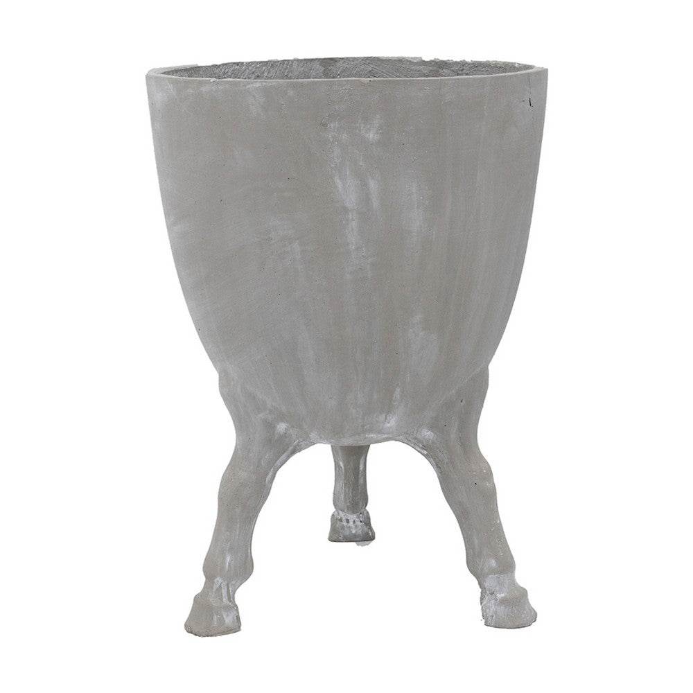 Decorative Planter w Tripod Legs | 22" Gray Cement | Modern Style